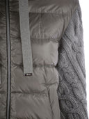 Herno Pearl Grey Down Jacket With Wool Sleeves