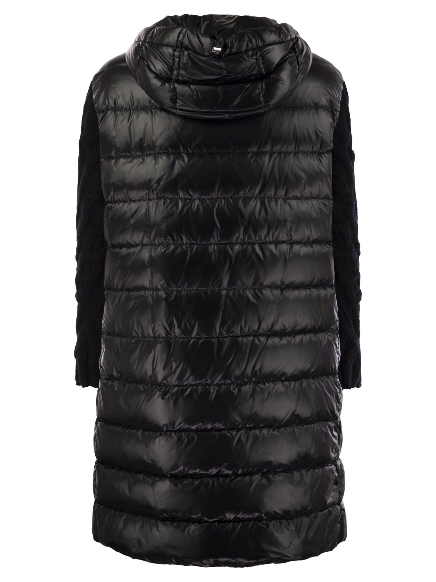 Herno Long Down Jacket With Wool Sleeves | Balardi