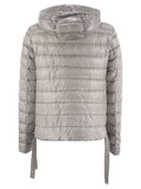 Herno Pearl Grey Bomber Jacket In The Iconic Herno Ultralight Nylon