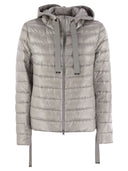 Herno Pearl Grey Bomber Jacket In The Iconic Herno Ultralight Nylon