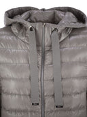 Herno Pearl Grey Bomber Jacket In The Iconic Herno Ultralight Nylon