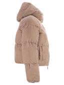Elisabetta Franchi Velvet Down Jacket With Hood