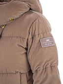 Elisabetta Franchi Velvet Down Jacket With Hood
