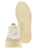Autry Medalist Platform Leather And Suede Trainers