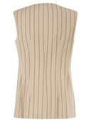 Antonelli Firenze Pinstriped Tailored Waistcoat In Mélange Linen