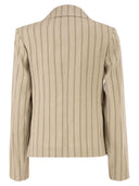Antonelli Firenze Pinstriped Single Breasted Linen Blend Blazer