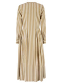 Antonelli Firenze Striped Cotton Midi Dress With Tailored Pleats