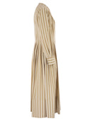 Antonelli Firenze Striped Cotton Midi Dress With Tailored Pleats