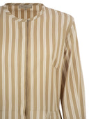 Antonelli Firenze Striped Cotton Midi Dress With Tailored Pleats