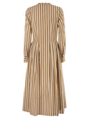 Antonelli Firenze Striped Cotton Midi Dress With Tailored Pleats