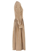 Antonelli Firenze Striped Cotton Midi Dress With Tailored Pleats