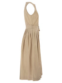 Antonelli Firenze Sleeveless Cotton Stretch Midi Dress With Belt