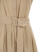 Antonelli Firenze Sleeveless Cotton Stretch Midi Dress With Belt