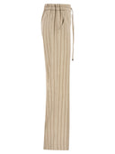 Antonelli Firenze Pinstriped Slim Fit Trousers In Mélange Linen