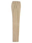 Antonelli Firenze Soft Suede Trousers With Elasticated Waist