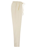 Antonelli Firenze Relaxed Fit Viscose And Linen Trousers With Drawstring Waist