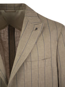 Peserico Pinstripe Linen Single Breasted Blazer