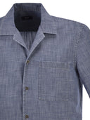 Peserico Lightweight Cotton Chambray Effect Short Sleeve Shirt