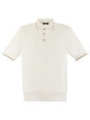 Peserico Polo Shirt In Pure Cotton Crepe Yarn With Flat Rib