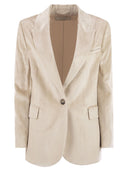 Peserico Velvet Blazer With Thousand Stripes