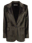 Peserico Velvet Blazer With Thousand Stripes