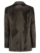 Peserico Velvet Blazer With Thousand Stripes