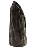 Peserico Velvet Blazer With Thousand Stripes
