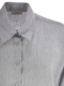 Peserico Pure Linen Striped Canvas Shirt