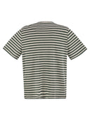 Majestic Striped Linen Crew Neck T Shirt