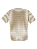 Majestic Striped Linen Crew Neck T Shirt