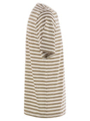 Majestic Striped Linen Crew Neck T Shirt
