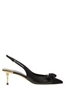 Elisabetta franchi nappa læder slingback med satinbue