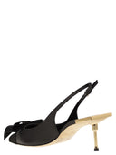 Elisabetta franchi nappa læder slingback med satinbue