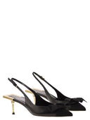 Elisabetta franchi nappa læder slingback med satinbue
