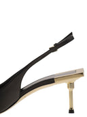 Elisabetta franchi nappa læder slingback med satinbue