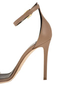 Elisabetta Franchi Leather Sandal With Transparent Insert