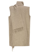 Fabiana Filippi Long Gilet With Integrated Scarf Collar In Wool And Polyamide