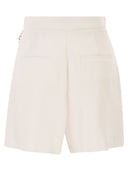 Elisabetta Franchi Gabardine Shorts With Jewelled Logo