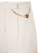 Elisabetta Franchi Gabardine Shorts With Jewelled Logo