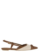 Stuart Weitzman Kitty leer en linnen slingback