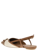 Stuart Weitzman Kitty leer en linnen slingback