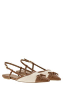 Stuart Weitzman Kitty leer en linnen slingback
