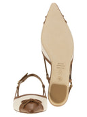 Stuart Weitzman Kitty leer en linnen slingback