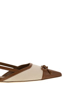 Stuart Weitzman Kitty leer en linnen slingback