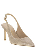 Stuart Weitzman Stuart Power Metallised Fabric Slingback