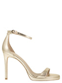 Stuart Weitzman Metallic-Leder-Plateausandalen mit Stiletto-Absatz