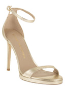 Stuart Weitzman Metallic-Leder-Plateausandalen mit Stiletto-Absatz