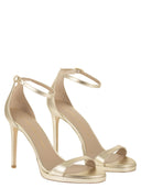 Stuart Weitzman Metallic-Leder-Plateausandalen mit Stiletto-Absatz