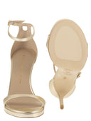 Stuart Weitzman Metallic-Leder-Plateausandalen mit Stiletto-Absatz
