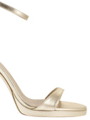 Stuart Weitzman Metallic-Leder-Plateausandalen mit Stiletto-Absatz